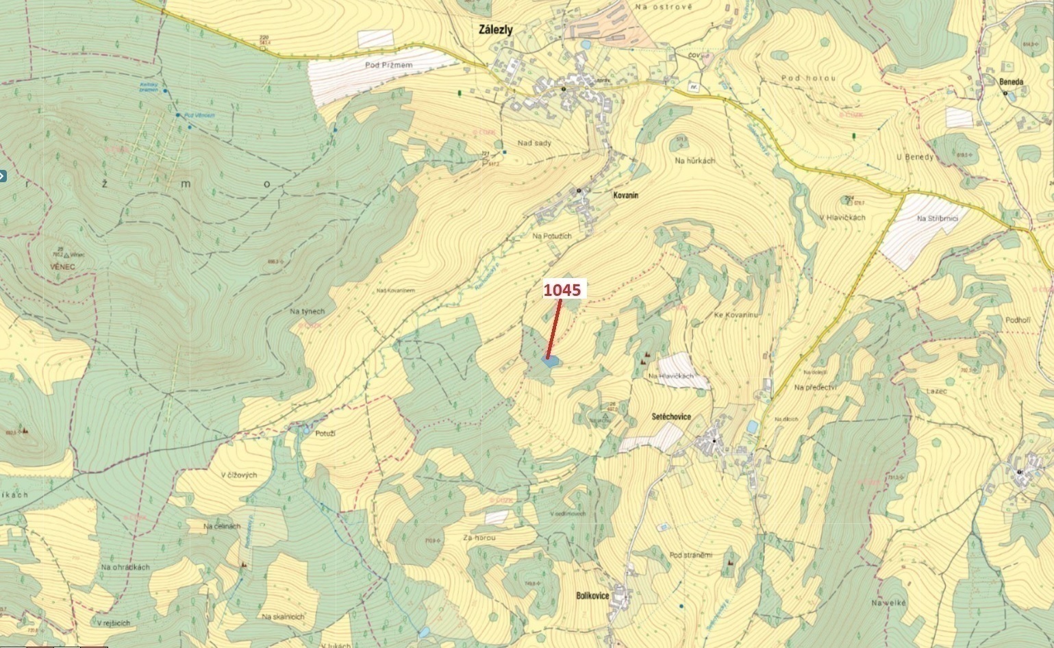 Lesní pozemek o výměře 2 418 m2, podíl 1/1, k.ú.