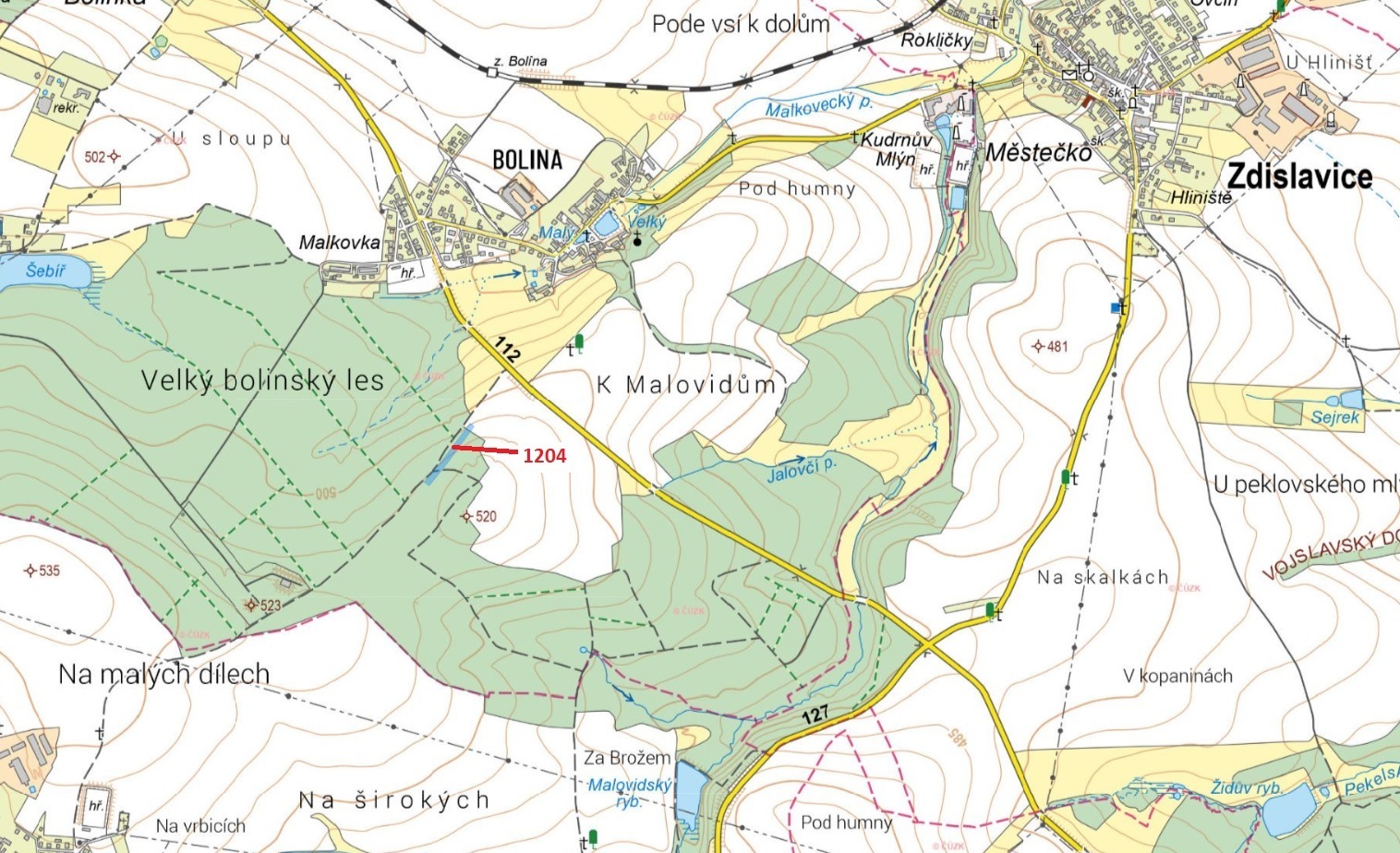 Lesní pozemek o výměře 3 615 m2, podíl 1/1, k.ú.