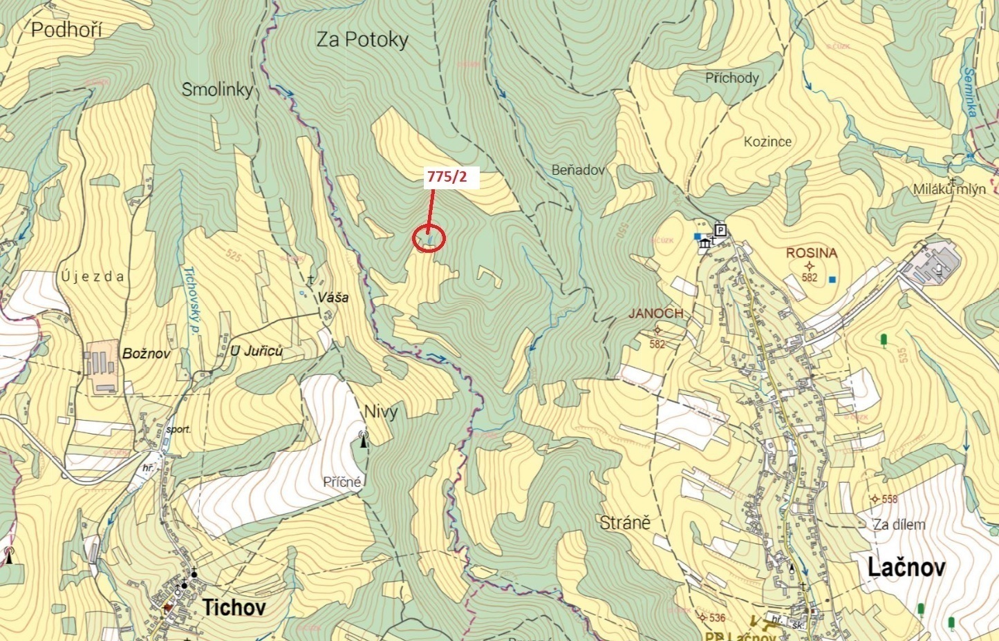 Lesní pozemek o výměře 281 m2, podíl 1/1, k.ú.